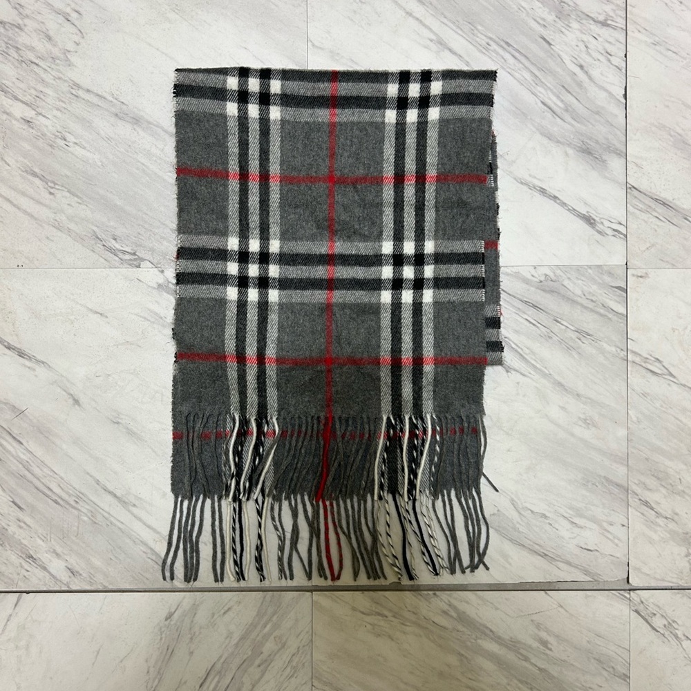 Vintage Givenchy acrylic Scarf / Muffler Grey Novacheck Classic